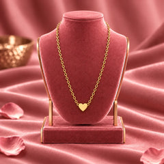 Maison Amour Solid Heart Gold Tone Elegant Pendant Necklace