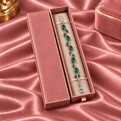 Rosé Tulip Vine Pink Stone Silver Tone Luxury Bracelet