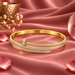 Élan Clou Triple Row Clear Stone Gold Tone Luxury Bangle Bracelet