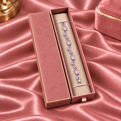 Rosé Tulip Vine Pink Stone Silver Tone Luxury Bracelet