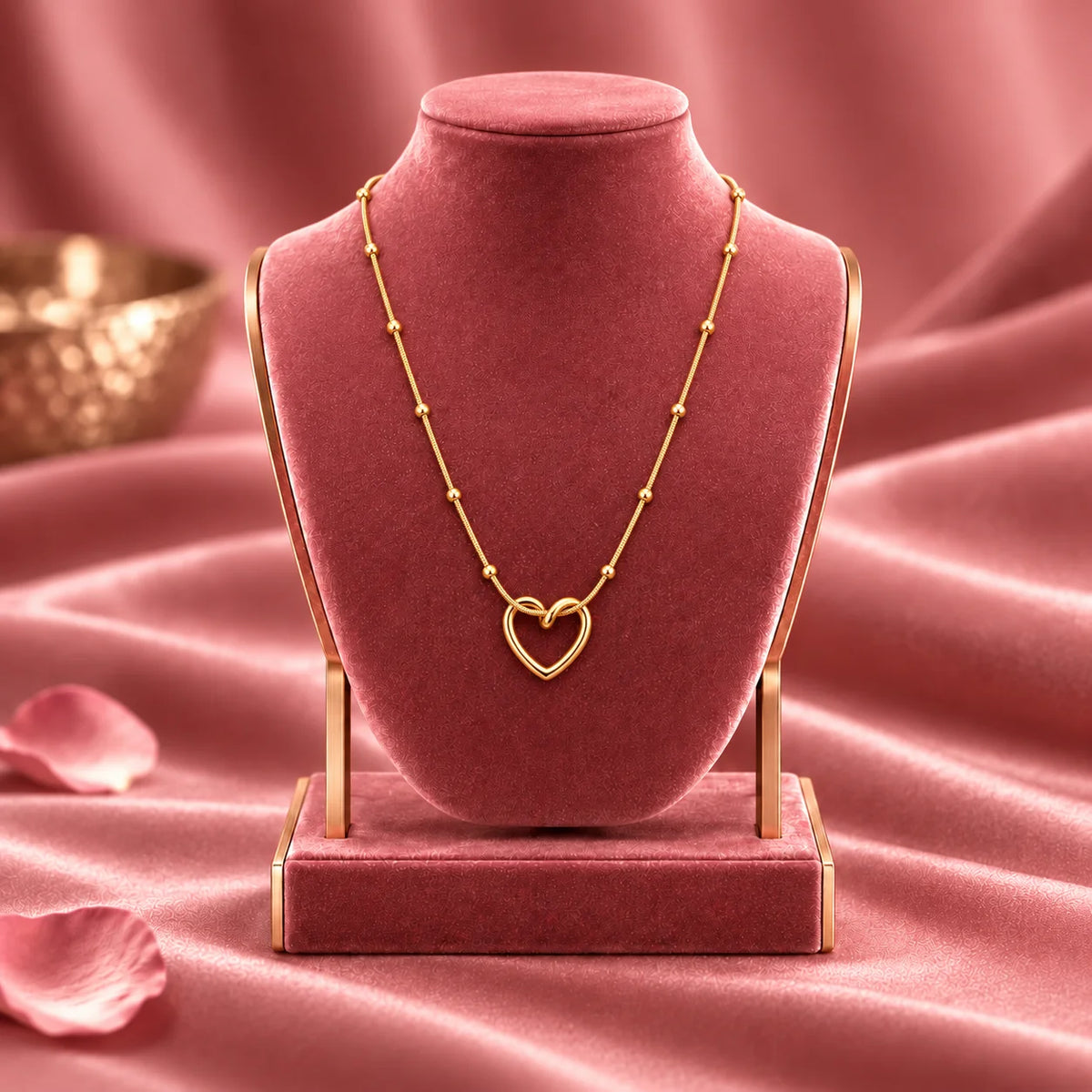 Aurielle Linked Heart Station Gold Tone Elegant Women Necklace