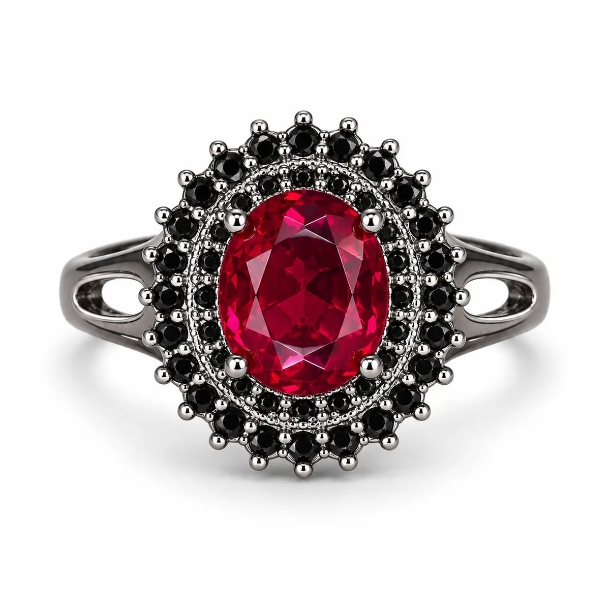 Crimson Noir Royal Halo Statement Ring