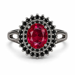 Crimson Noir Royal Halo Statement Ring