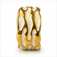 Maison Aurelia Organic Wave Ivory Contrast Gold Tone Cuff Bracelet