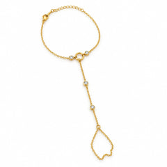 Celeste Halo Crystal Accent Gold Tone Elegant Hand Chain for Women