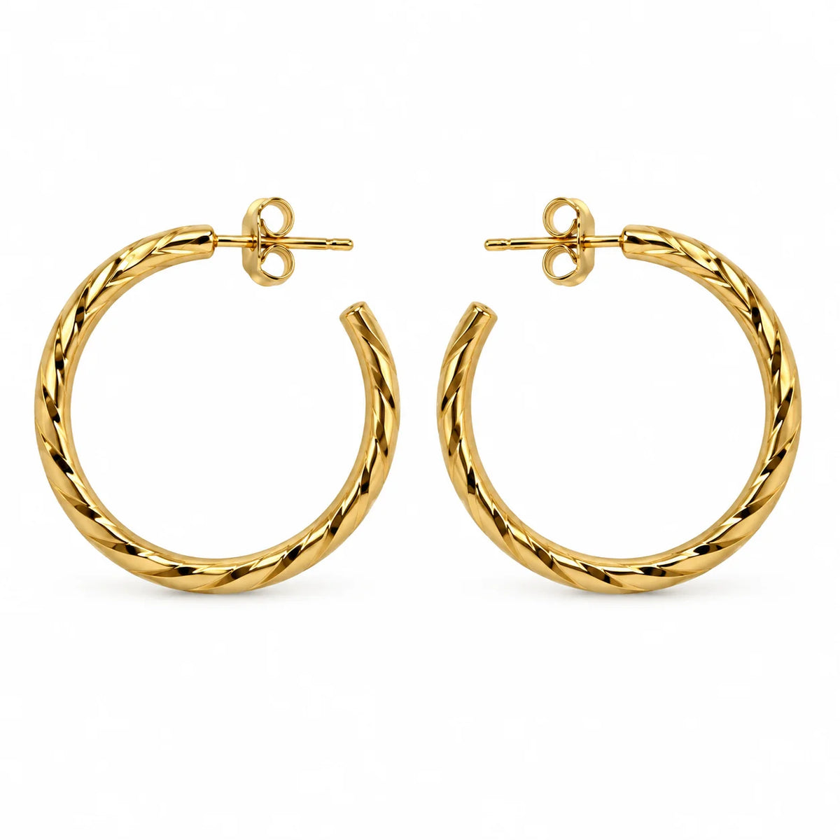 Aurelia Twist Sculpted Rope Gold Tone Hoop Earrings