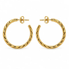 Aurelia Twist Sculpted Rope Gold Tone Hoop Earrings