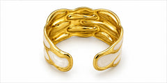 Maison Aurelia Organic Wave Ivory Contrast Gold Tone Cuff Bracelet