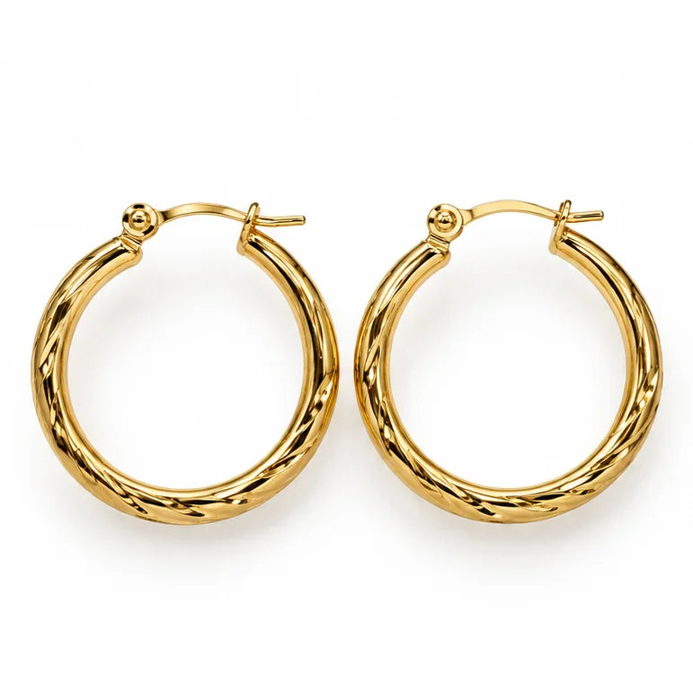 Aurelia Twist Sculpted Rope Gold Tone Hoop Earrings