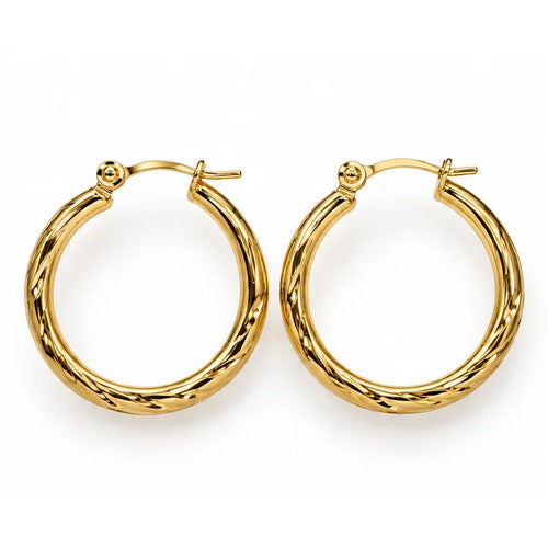 Aurelia Twist Sculpted Rope Gold Tone Hoop Earrings