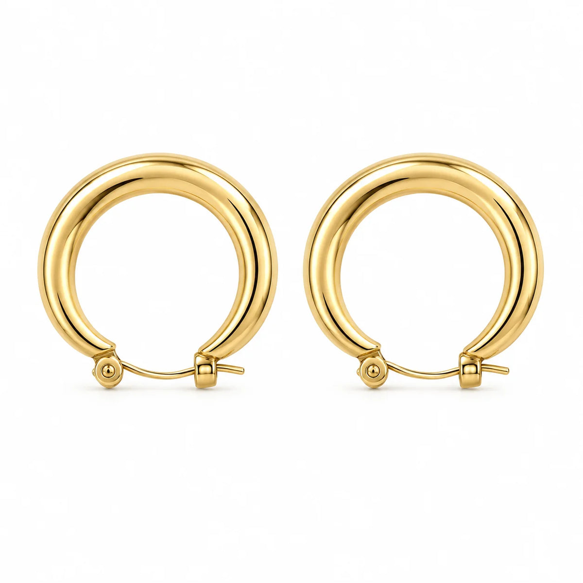 Maison Aurelia Bold Rounded Gold Tone Hoop Earrings