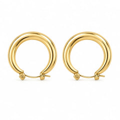 Maison Aurelia Bold Rounded Gold Tone Hoop Earrings