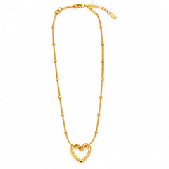 Aurielle Linked Heart Station Gold Tone Elegant Women Necklace