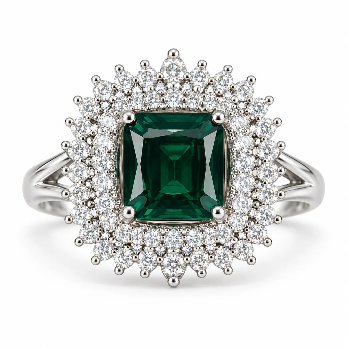 Verdant Royale Square Halo Statement Ring