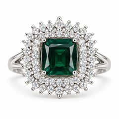 Verdant Royale Square Halo Statement Ring