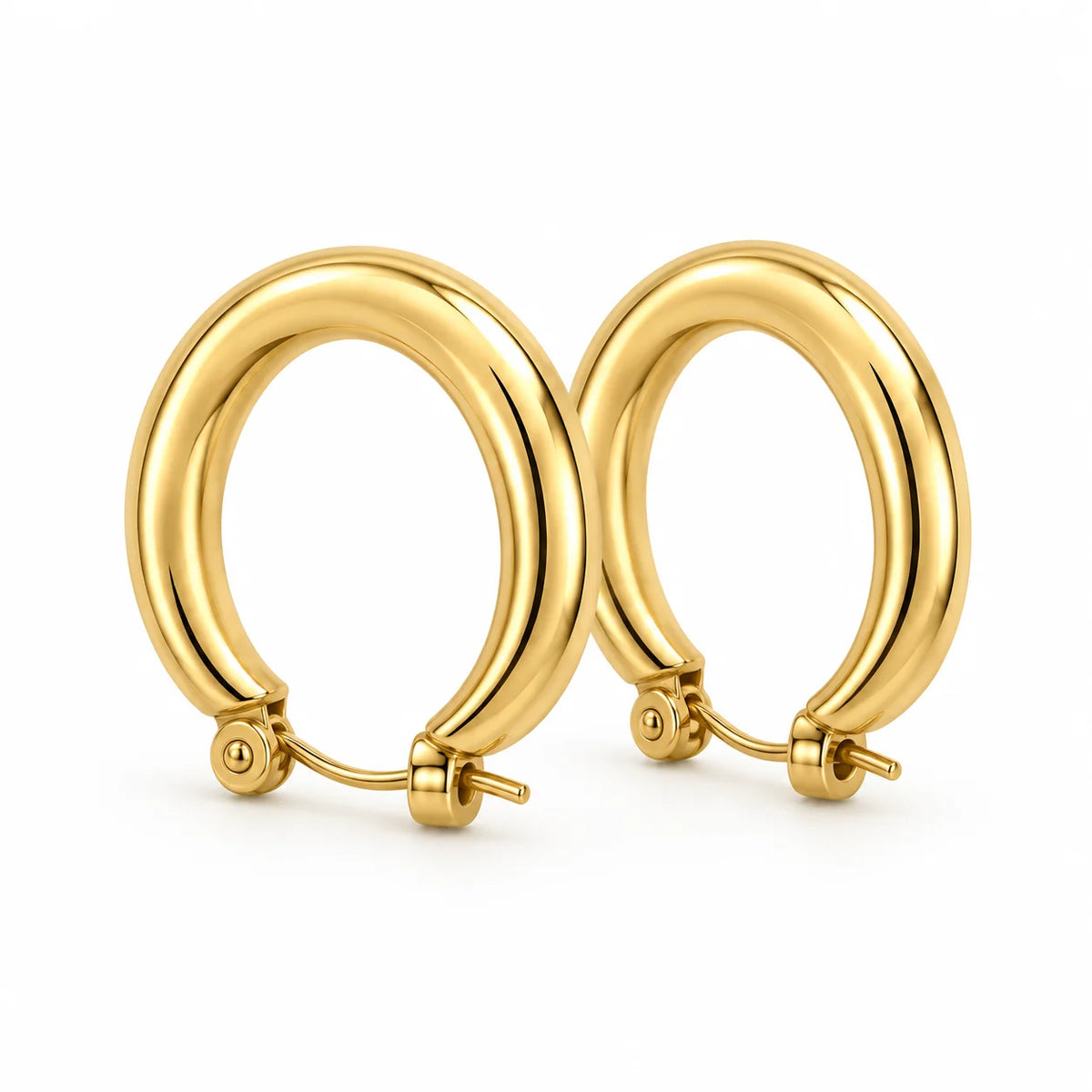 Maison Aurelia Bold Rounded Gold Tone Hoop Earrings