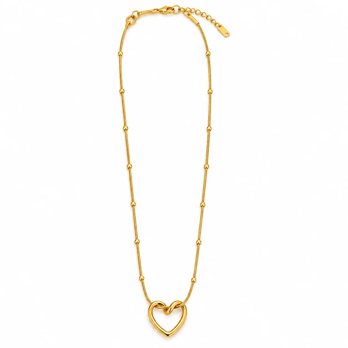 Aurielle Linked Heart Station Gold Tone Elegant Women Necklace