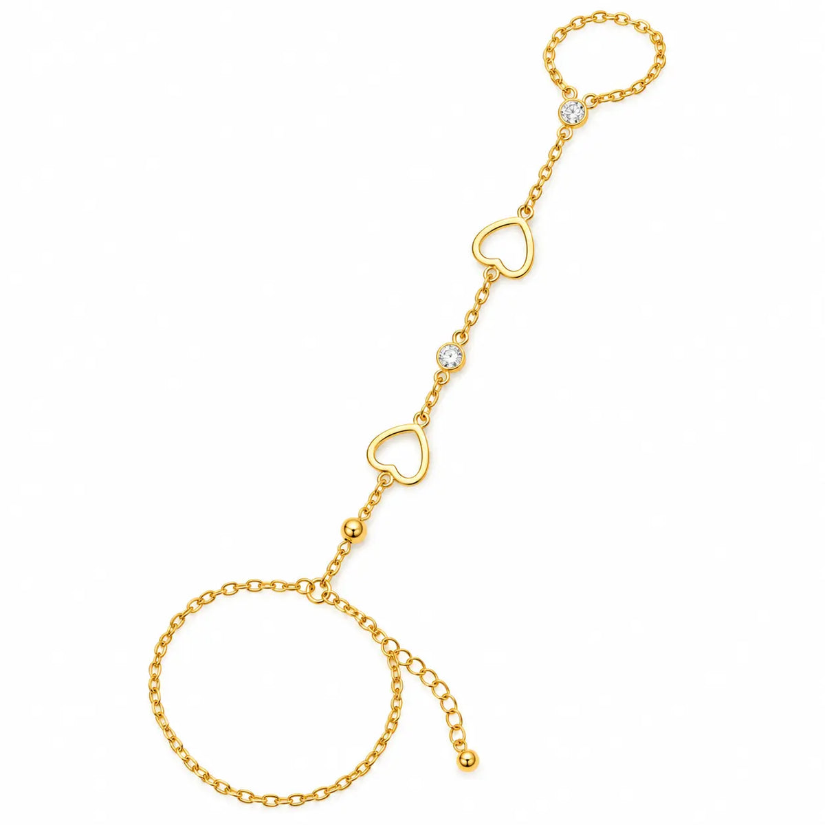 Amora Dual Heart Gold Tone Hand Chain for Women