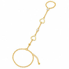 Amora Dual Heart Gold Tone Hand Chain for Women
