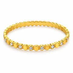 Celeste Lumière Geometric Clear Stone Gold Tone Bangle Bracelet