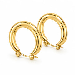 Maison Aurelia Bold Rounded Gold Tone Hoop Earrings