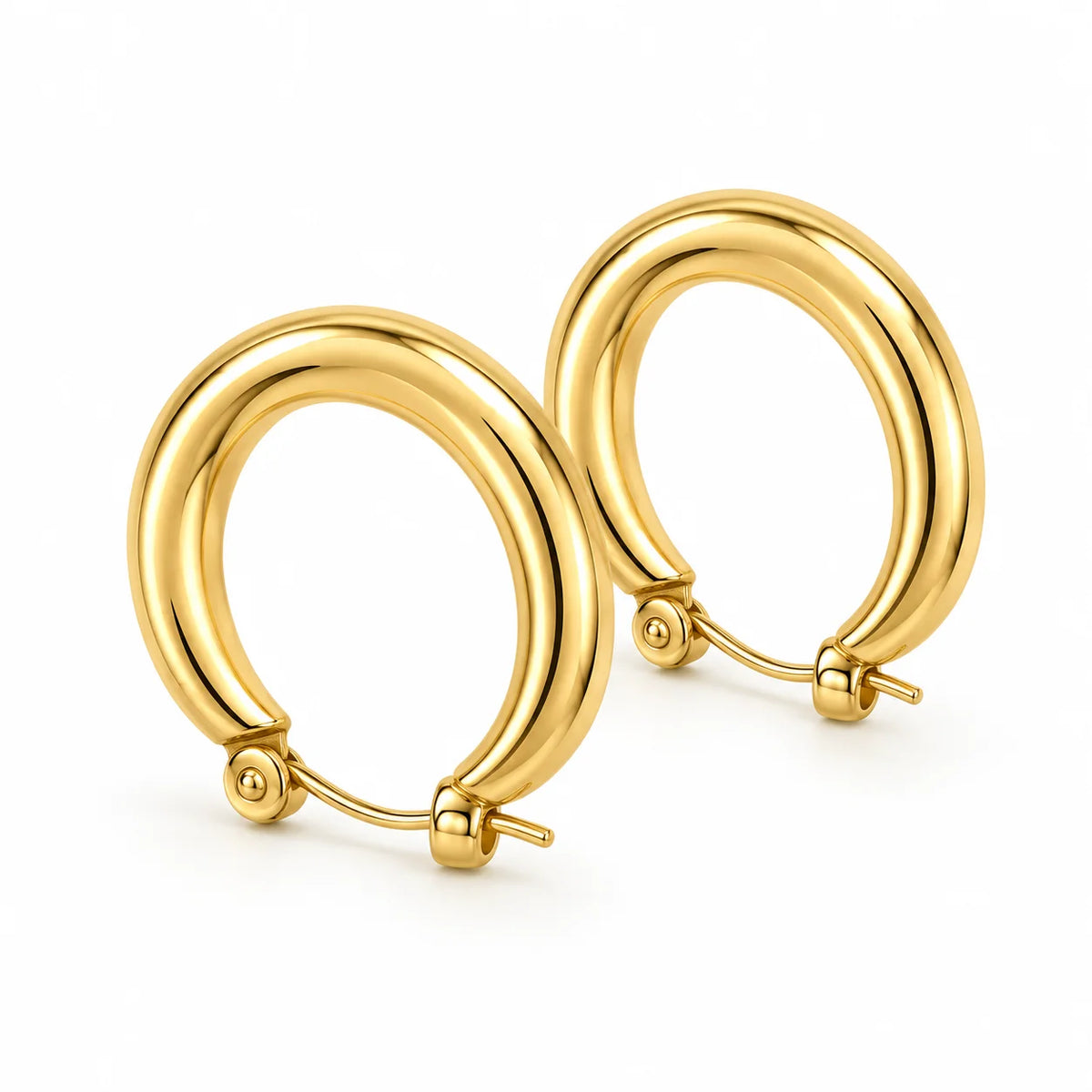 Maison Aurelia Bold Rounded Gold Tone Hoop Earrings