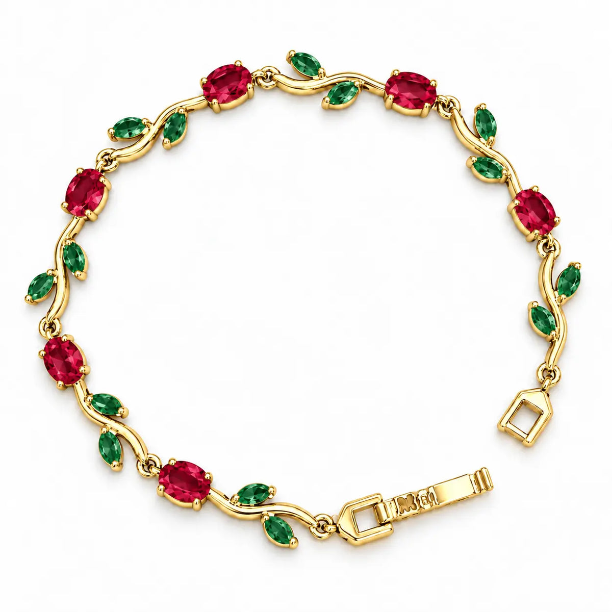 Rosé Tulip Vine Pink Stone Silver Tone Luxury Bracelet
